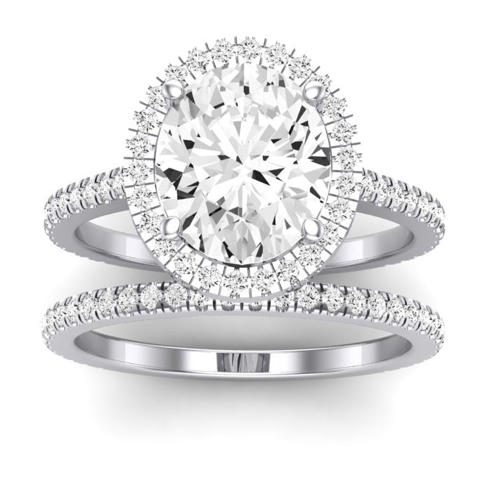 Columbine Moissanite Matching Band Only (does Not Include Engagement Ring)  For Ring With Oval Center whitegold