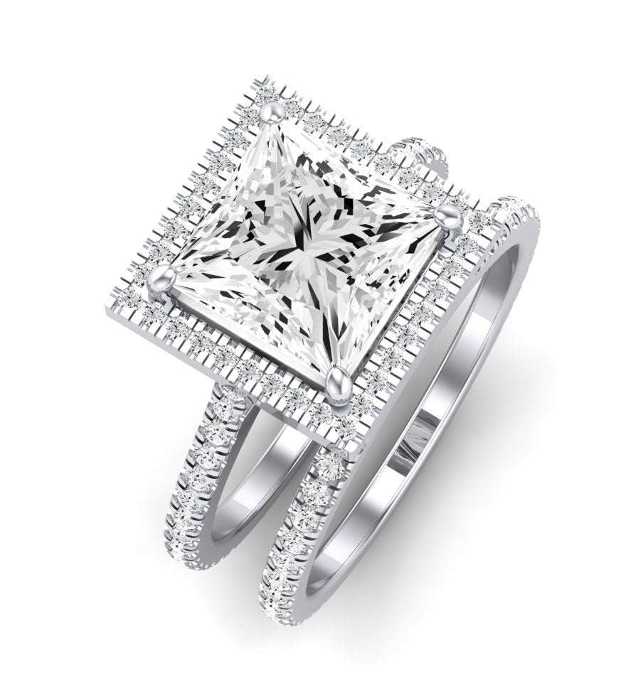 Columbine Moissanite Matching Band Only (does Not Include Engagement Ring) For Ring With Princess Center whitegold