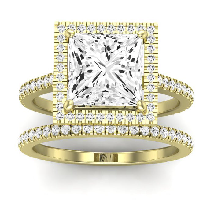 Columbine Diamond Matching Band Only (does Not Include Engagement Ring) For Ring With Princess Center yellowgold