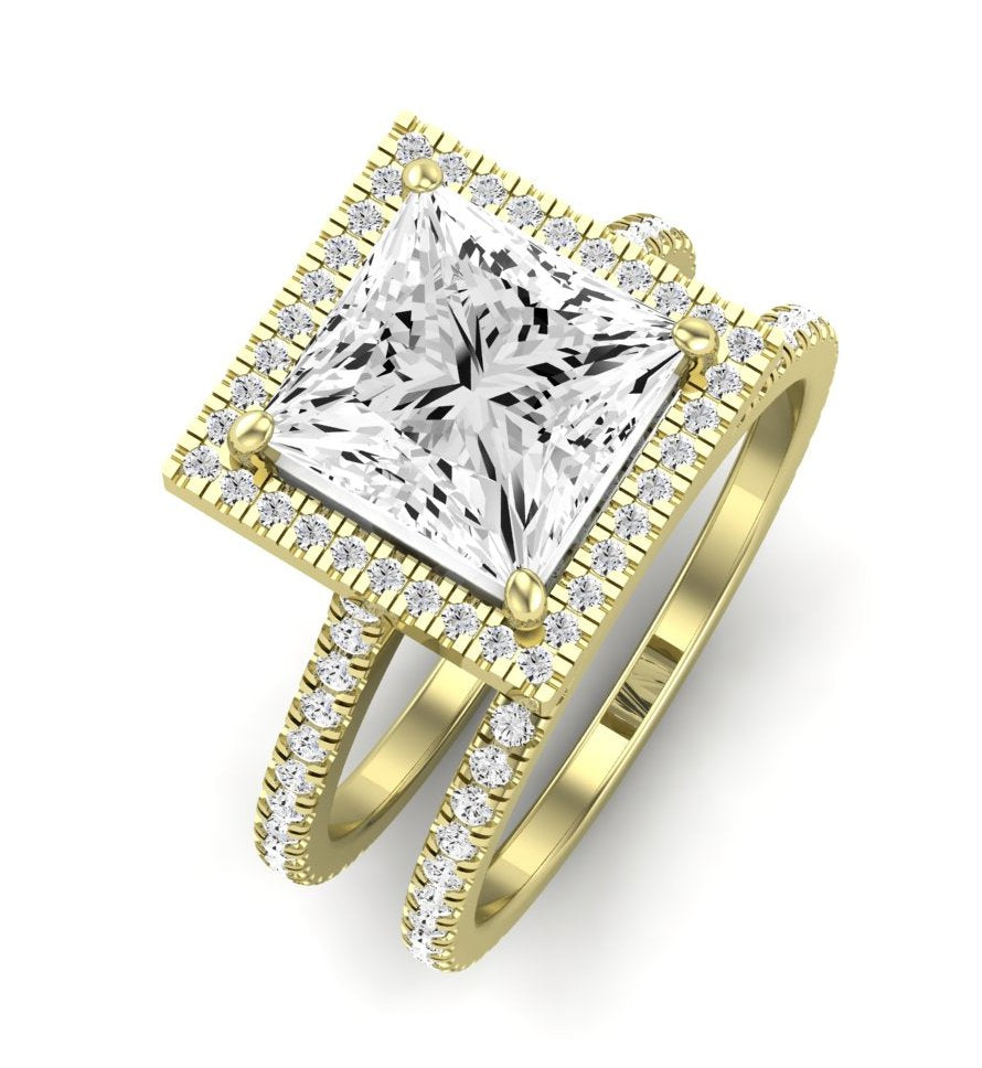 Columbine Moissanite Matching Band Only (does Not Include Engagement Ring) For Ring With Princess Center yellowgold