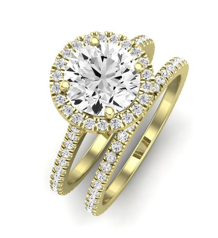 Columbine Moissanite Matching Band Only (does Not Include Engagement Ring)  For Ring With Round Center yellowgold