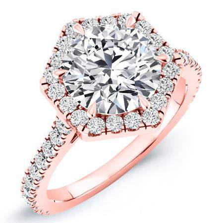 Cypress Round Moissanite Engagement Ring rosegold