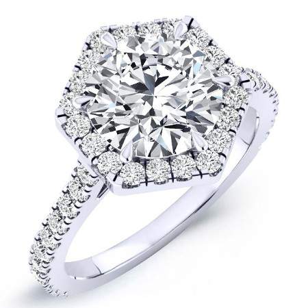 Cypress Round Moissanite Engagement Ring whitegold