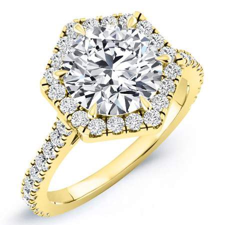 Cypress Round Moissanite Engagement Ring yellowgold
