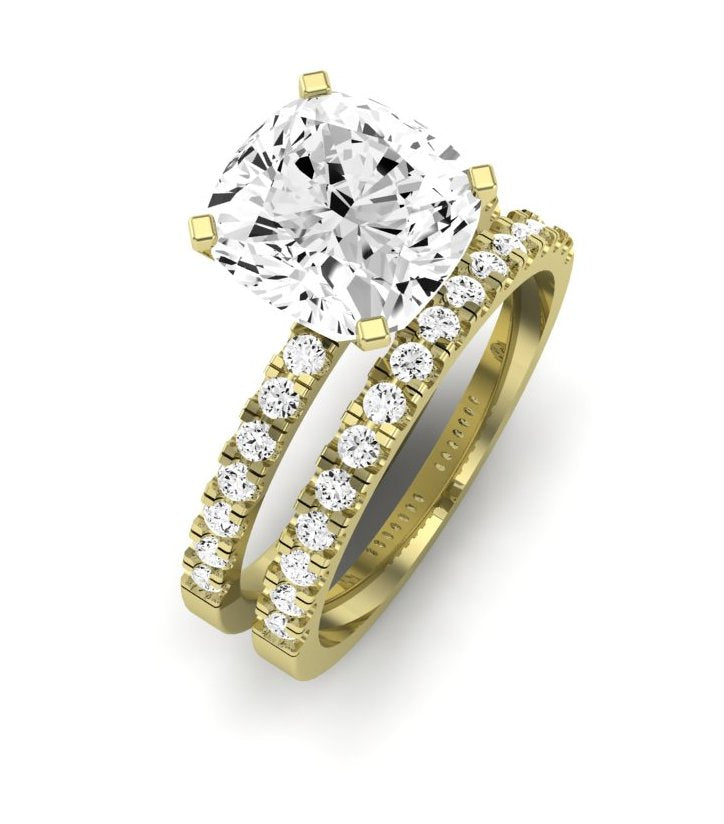 Dahlia Diamond Matching Band Only (engagement Ring Not Included) For Ring With Cushion Center yellowgold