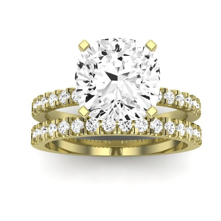 Dahlia Moissanite Matching Band Only (engagement Ring Not Included) For Ring With Cushion Center yellowgold