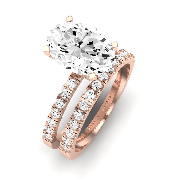 Dahlia Moissanite Matching Band Only (engagement Ring Not Included) For Ring With Oval Center rosegold