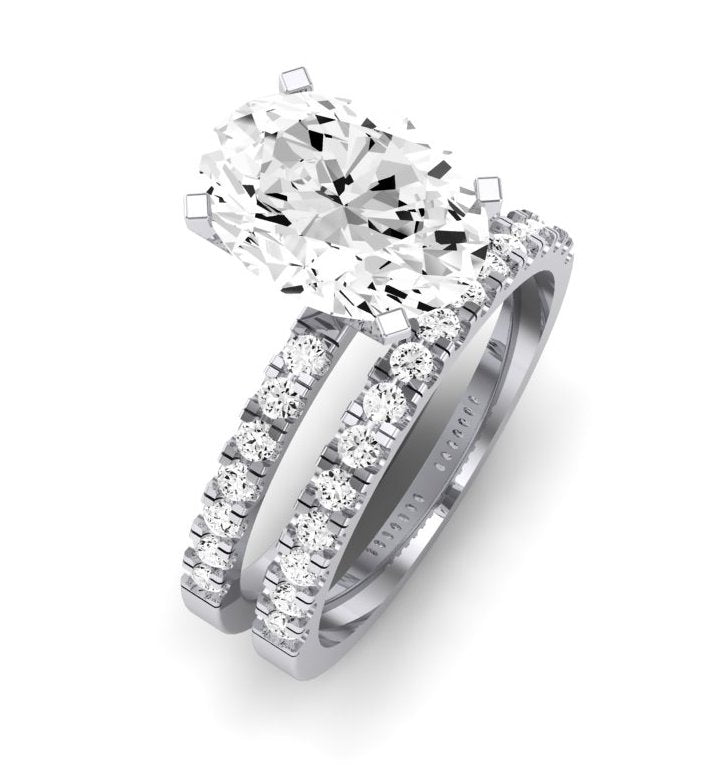 Dahlia Moissanite Matching Band Only (engagement Ring Not Included) For Ring With Oval Center whitegold