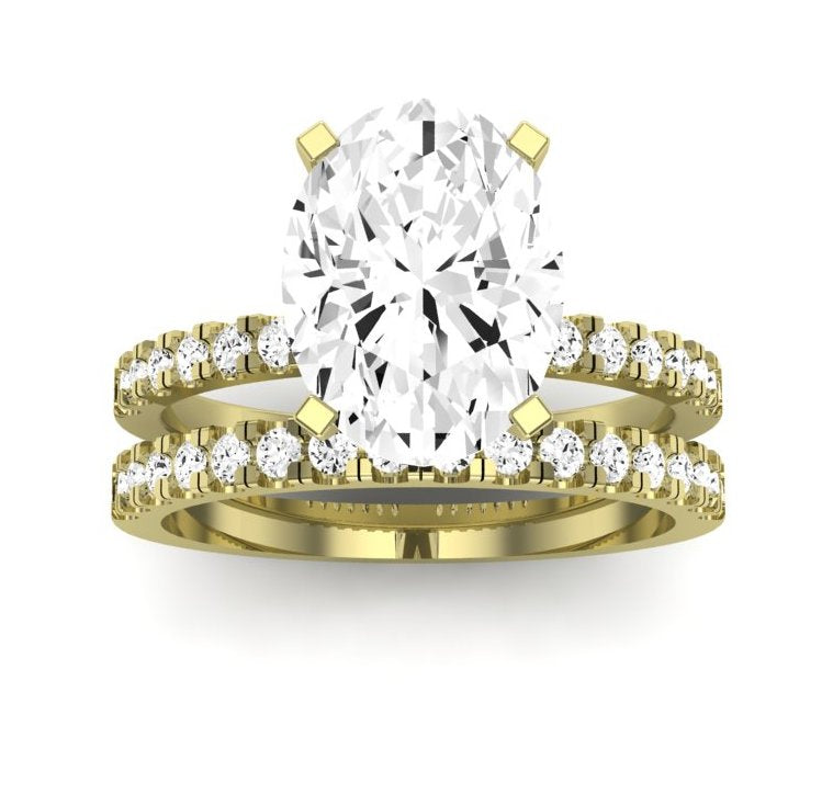 Dahlia Moissanite Matching Band Only (engagement Ring Not Included) For Ring With Oval Center yellowgold