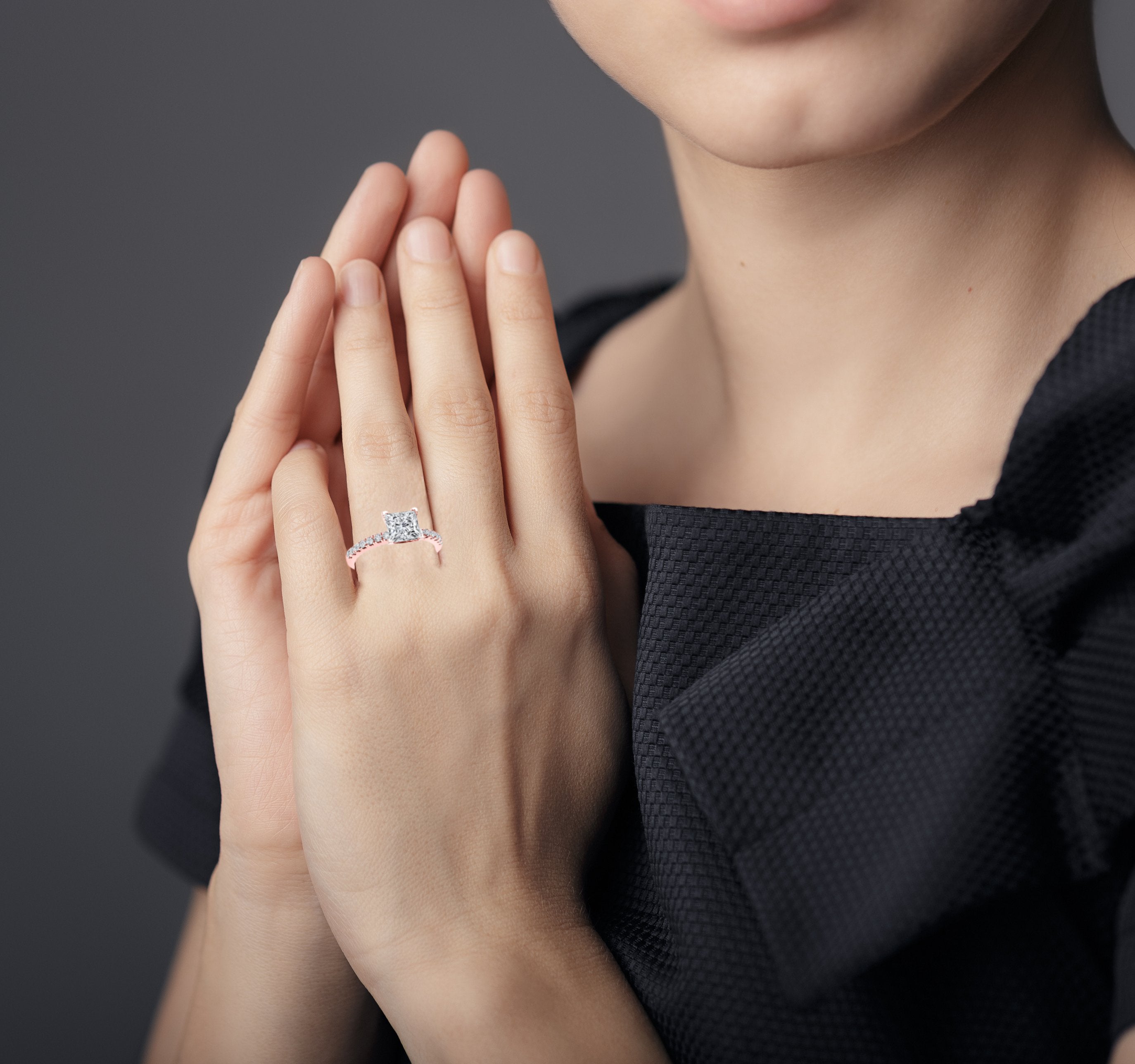 Dahlia Princess Moissanite Engagement Ring rosegold