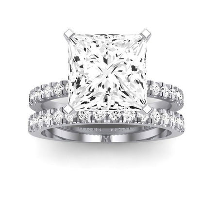 Dahlia Moissanite Matching Band Only (engagement Ring Not Included) For Ring With Princess Center whitegold