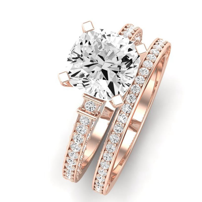 Daphne Diamond Matching Band Only (does Not Include Engagement Ring)  For Ring With Cushion Center rosegold
