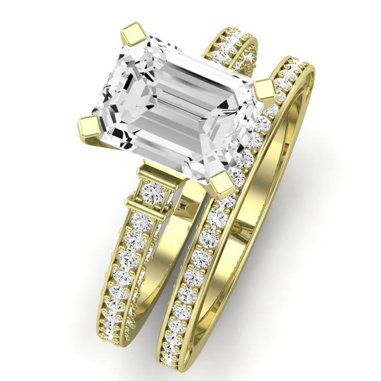 Daphne Diamond Matching Band Only ( Engagement Ring Not Included) For Ring With Emerald Center yellowgold