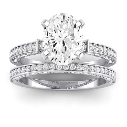 Daphne Moissanite Matching Band Only ( Engagement Ring Not Included) For Ring With Oval Center whitegold