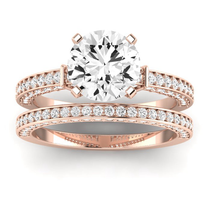Daphne Moissanite Matching Band Only (does Not Include Engagement Ring) For Ring With Round Center rosegold