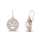 Forrest Round Cut Moissanite Halo Drop Earrings rosegold