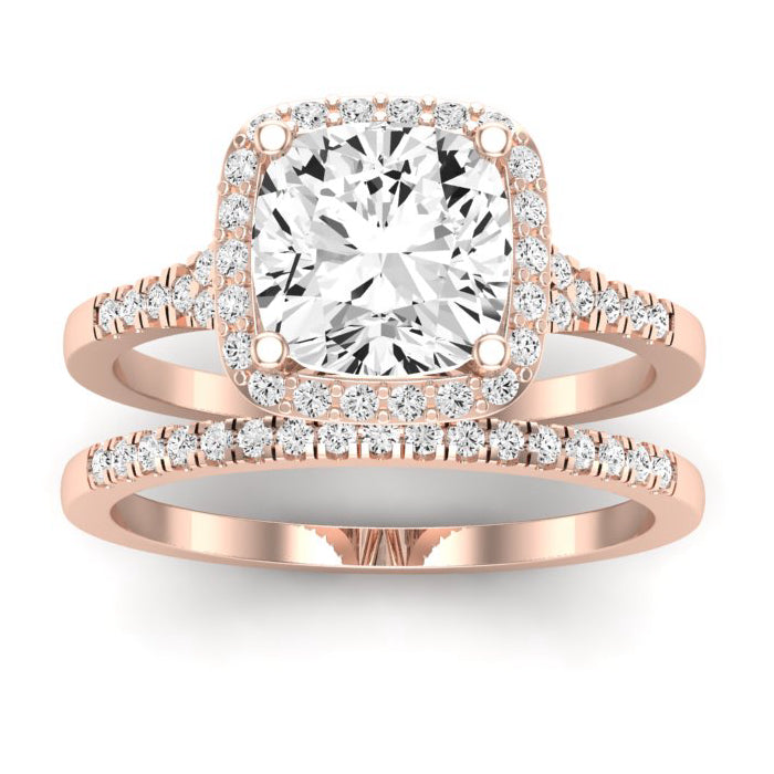 Desert Rose Moissanite Matching Band Only (engagement Ring Not Included) For Ring With Cushion Center rosegold