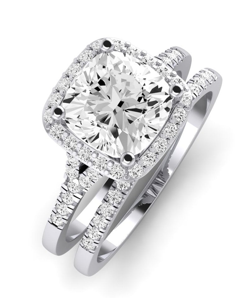 Desert Rose Moissanite Matching Band Only (engagement Ring Not Included) For Ring With Cushion Center whitegold