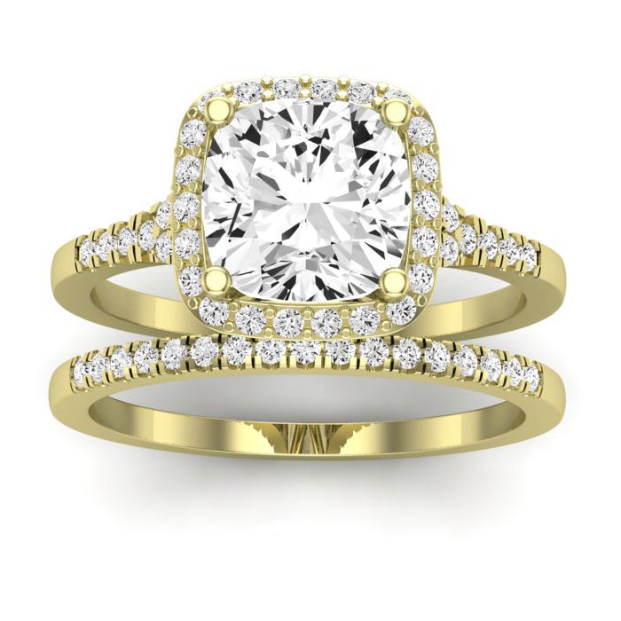 Desert Rose Moissanite Matching Band Only (engagement Ring Not Included) For Ring With Cushion Center yellowgold