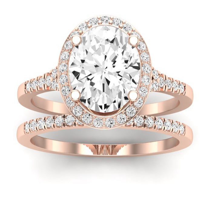 Desert Rose Moissanite Matching Band Only (engagement Ring Not Included) For Ring With Oval Center rosegold
