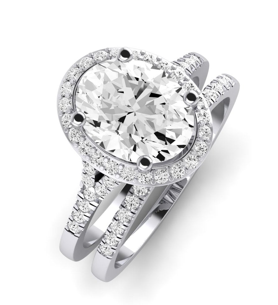 Desert Rose Moissanite Matching Band Only (engagement Ring Not Included) For Ring With Oval Center whitegold