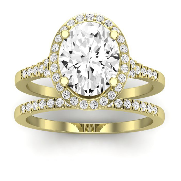 Desert Rose Moissanite Matching Band Only (engagement Ring Not Included) For Ring With Oval Center yellowgold