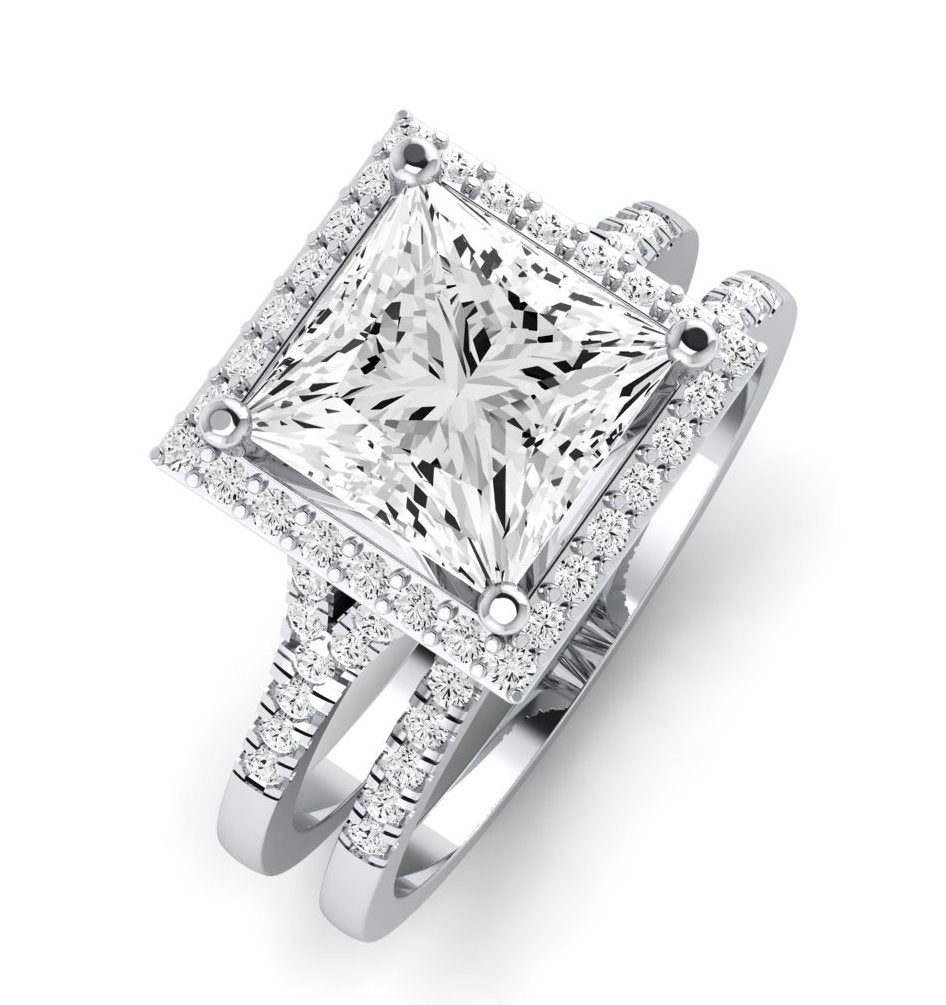 Desert Rose Moissanite Matching Band Only (engagement Ring Not Included) For Ring With Princess Center whitegold