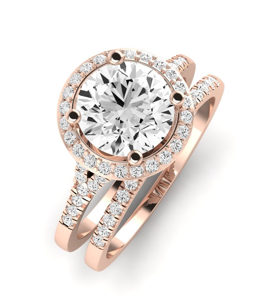 Desert Rose Diamond Matching Band Only (engagement Ring Not Included) For Ring With Round Center rosegold