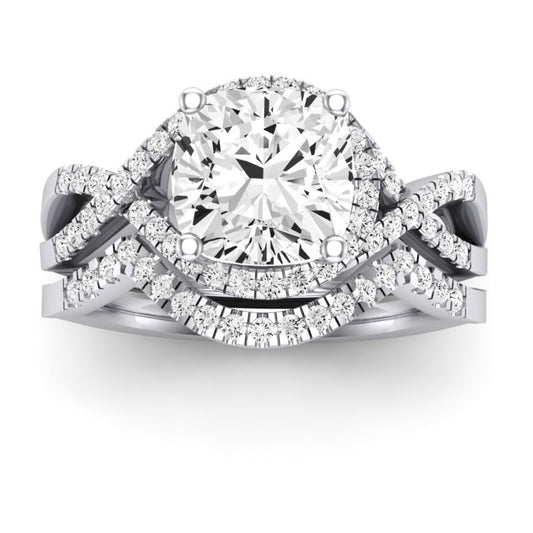 Dianella Moissanite Matching Band Only (does Not Include Engagement Ring)  For Ring With Cushion Center whitegold