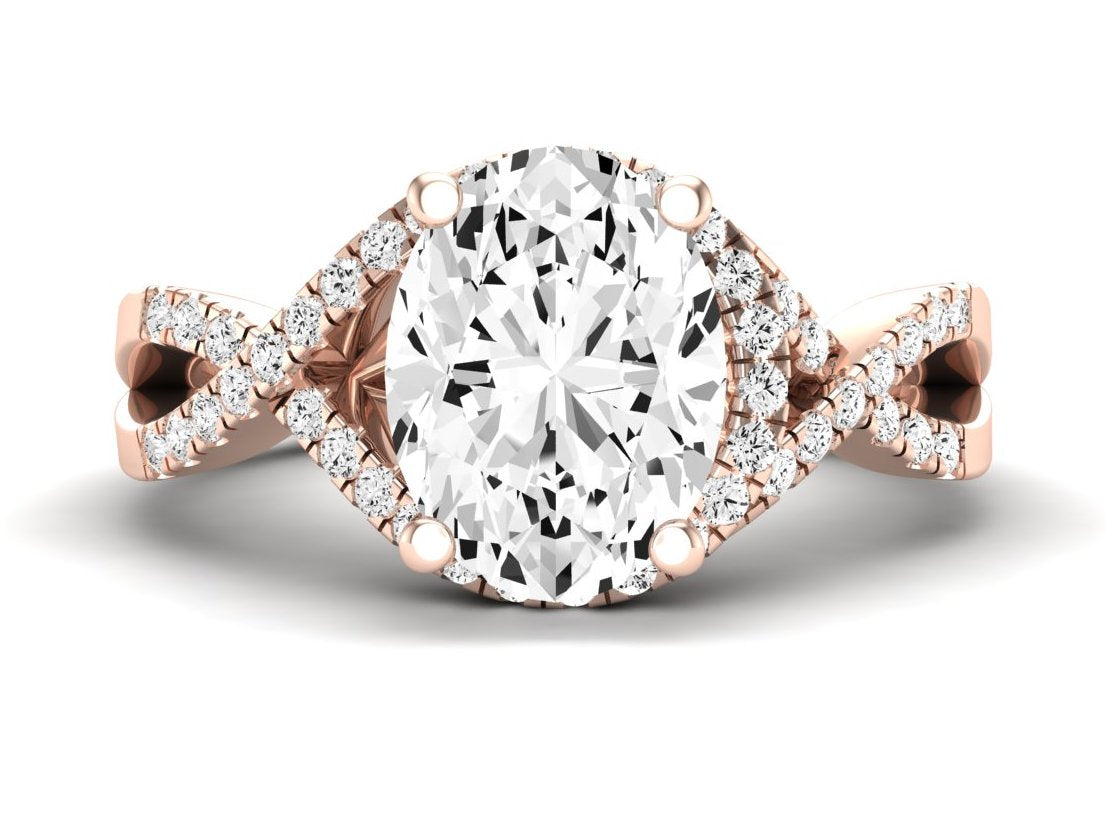 Dianella Oval Diamond Engagement Ring (Lab Grown Igi Cert) rosegold