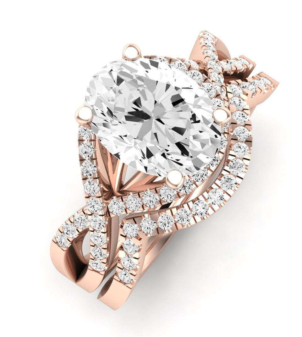 Dianella Moissanite Matching Band Only (does Not Include Engagement Ring)  For Ring With Oval Center rosegold