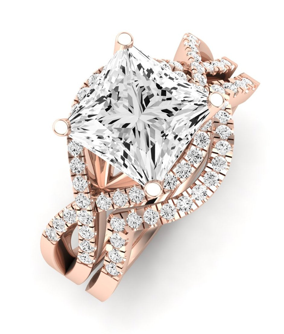 Dianella Moissanite Matching Band Only (does Not Include Engagement Ring)  For Ring With Princess Center rosegold