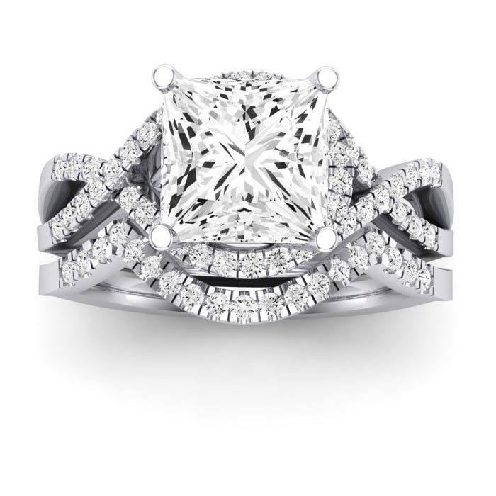 Dianella Moissanite Matching Band Only (does Not Include Engagement Ring)  For Ring With Princess Center whitegold