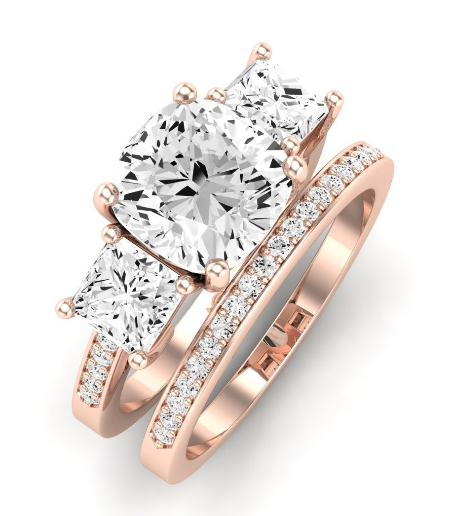 Dietes Diamond Matching Band Only (does Not Include Engagement Ring) For Ring With Cushion Center rosegold