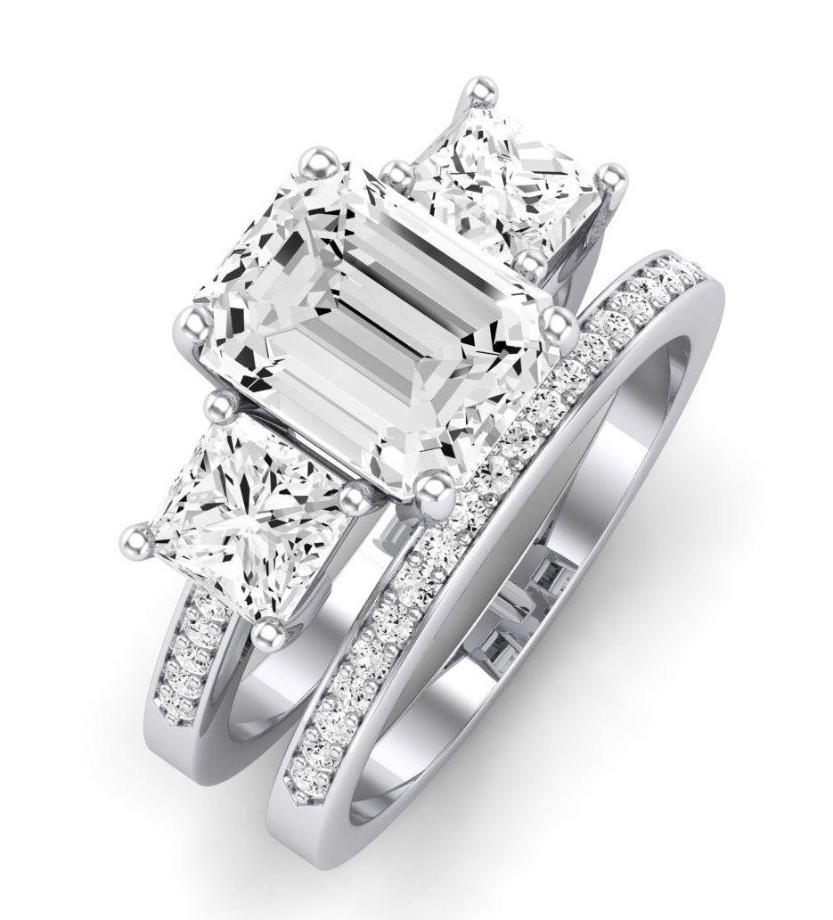 Dietes Diamond Matching Band Only (does Not Include Engagement Ring) For Ring With Emerald Center whitegold