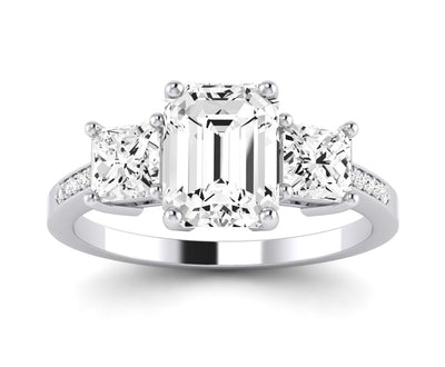 Dietes Emerald Moissanite Engagement Ring whitegold