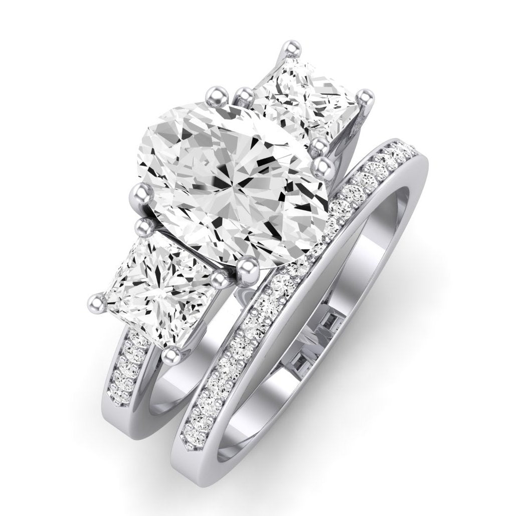 Dietes Moissanite Matching Band Only (does Not Include Engagement Ring) For Ring With Oval Center whitegold