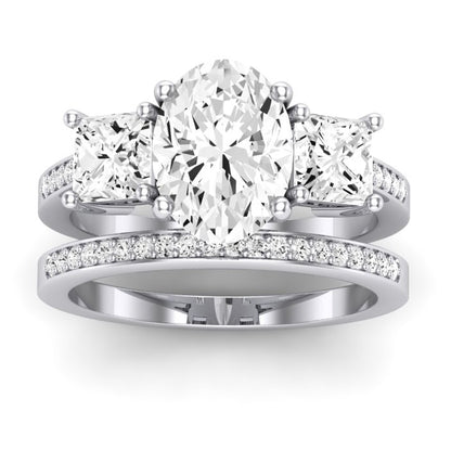 Dietes Moissanite Matching Band Only (does Not Include Engagement Ring) For Ring With Oval Center whitegold