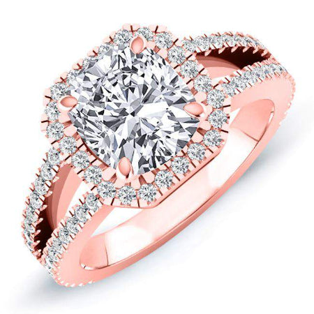 Freesia Cushion Moissanite Engagement Ring rosegold