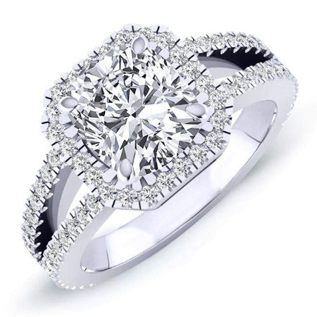 Freesia Cushion Moissanite Engagement Ring whitegold