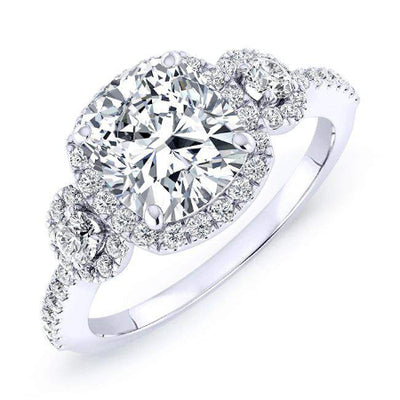 Lunaria Cushion Moissanite Engagement Ring whitegold