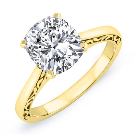 Astilbe Cushion Moissanite Engagement Ring yellowgold