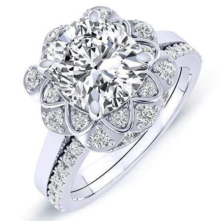 Coralbells Diamond Matching Band Only (engagement Ring Not Included) For Ring With Cushion Center whitegold