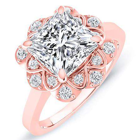 Coralbells Princess Moissanite Engagement Ring rosegold