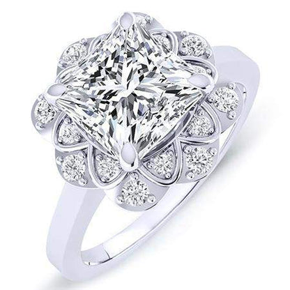 Coralbells Princess Moissanite Engagement Ring whitegold