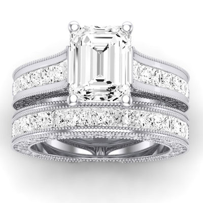 Edelweiss Diamond Matching Band Only (does Not Include Engagement Ring) For Ring With Emerald Center whitegold