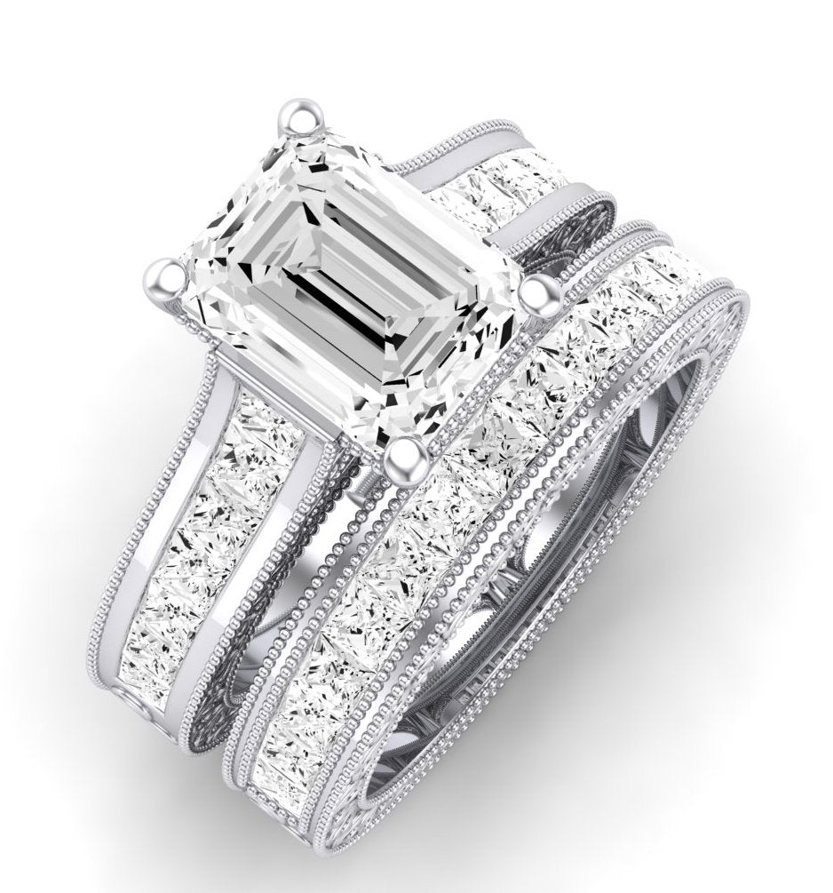 Edelweiss Diamond Matching Band Only (does Not Include Engagement Ring) For Ring With Emerald Center whitegold