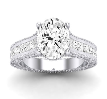 Edelweiss Oval Moissanite Engagement Ring whitegold