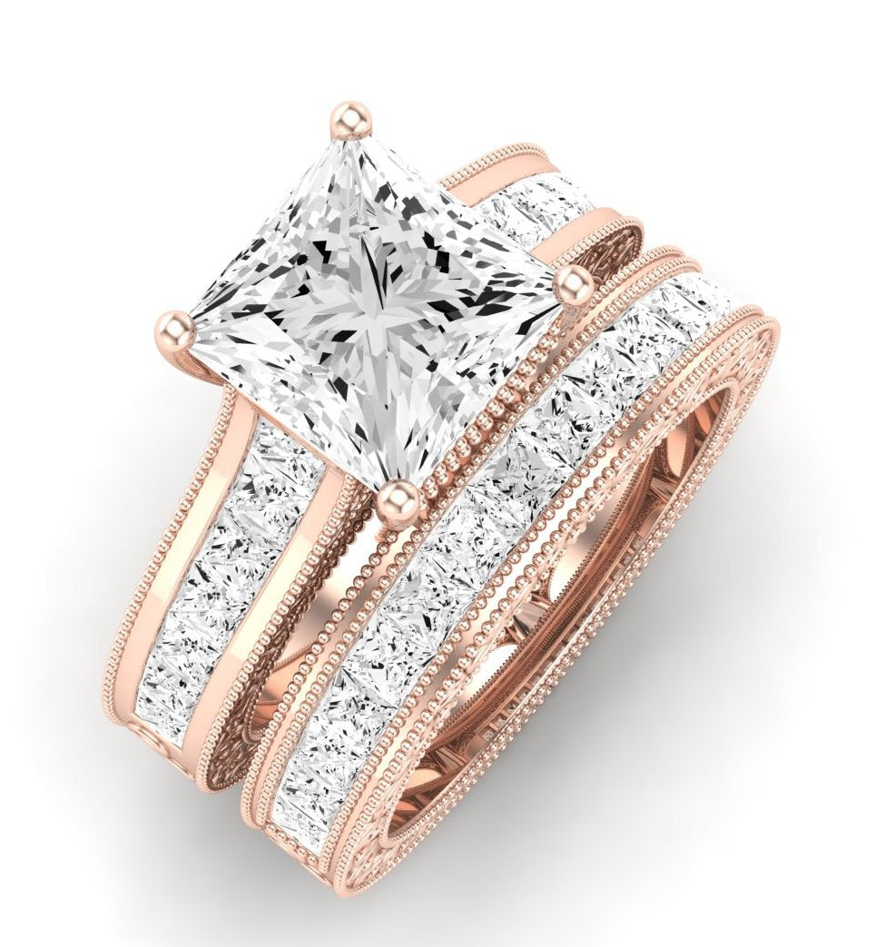 Edelweiss Diamond Matching Band Only (does Not Include Engagement Ring) For Ring With Princess Center rosegold