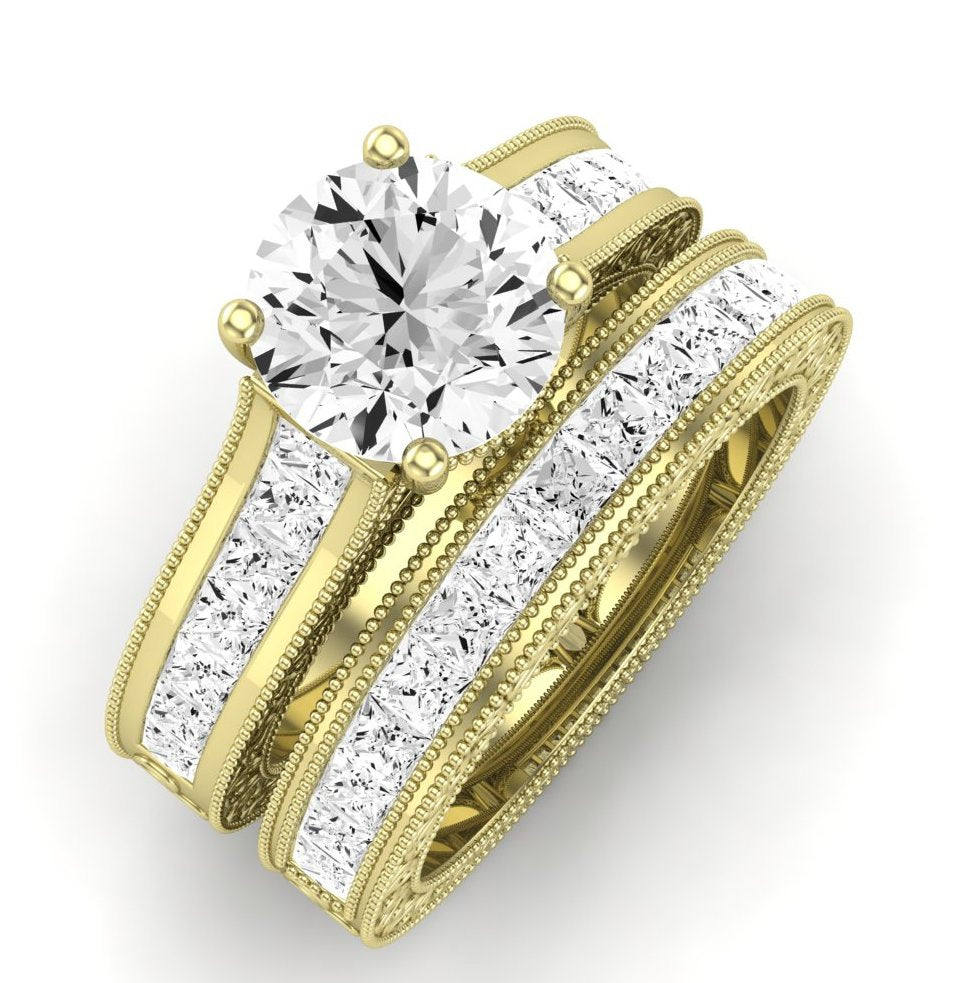 Edelweiss Moissanite Matching Band Only (does Not Include Engagement Ring) For Ring With Round Center yellowgold